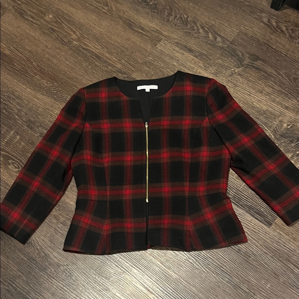 Preston & York Red and Black Checkered Blazer